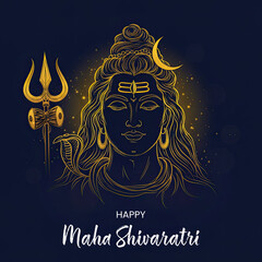 Happy Maha Shivaratri festival template design with creative Font Design
