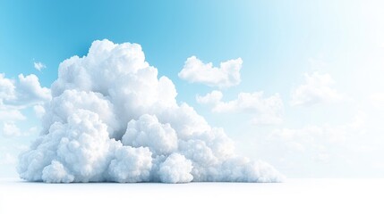 Fluffy cumulus clouds over bright sky, digital render, background for design