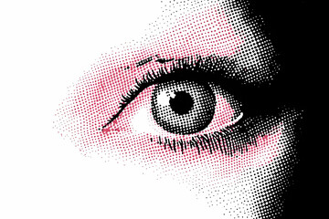 Close-up Halftone Eye Illustration Shows Intricate Detail and Texture