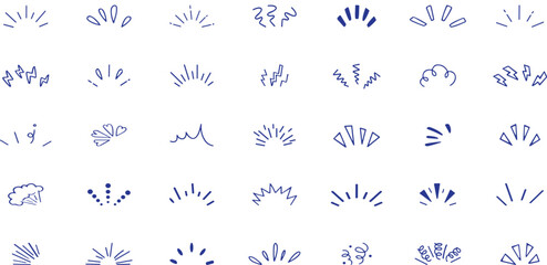 doodle sparkle vector set, sunburst, rays, starburst, hand drawn elements illustration, black lines, outline, decorative, retro style