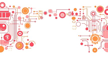 Fototapeta premium Abstract Technology Network Design with Red and Orange Circles