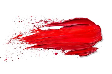 Red brush stroke isolated on white background