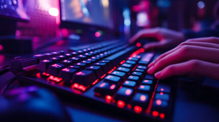 Backlit Gaming Keyboard with Focused Player