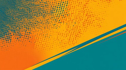 Abstract Background With Orange Yellow Teal Lines And Dots