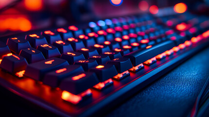 Fototapeta premium Dynamic Gaming Action with Backlit Keyboard