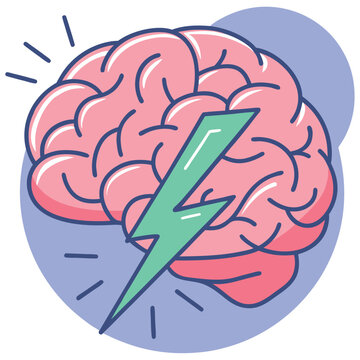 Brain with green lightning