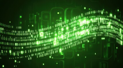 Naklejka premium Abstract Green Binary Code Digital Data Stream