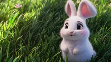 Fototapeta premium Cute Bunny in Green Grass