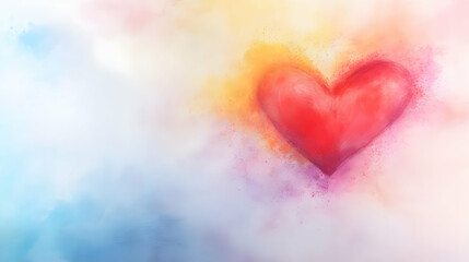 Obraz premium Red Heart Illustration on a Soft Colorful Background with Subtle Texture and Abstract Elements