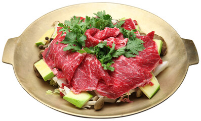 Korean Beef and Mushroom Hot Pot in Traditional Brassware
