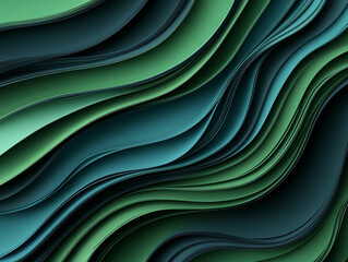 Fototapeta premium Textured waves in shades of green and blue create a dynamic abstract pattern.