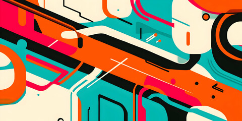 Abstract Background Displays Dynamic Interplay of Bold Colors and Geometric Shapes Diagonally.