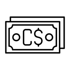 Canadian Dollar Note Outline Style Icon