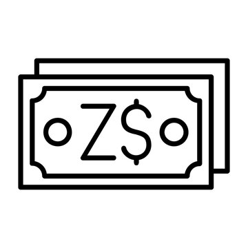 Zimbabwean Dollar Note Outline Style Icon
