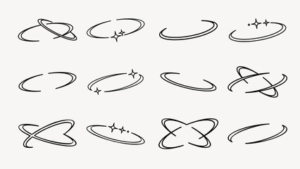 Minimalist celestial orbit line art set vector. Various set of celestial orbit line art in various vector design illustrations. celestial orbit line art vector collection © Rawpixel.com