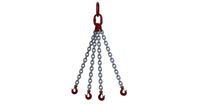 4 Leg Chain Sling; Industrial Lifting and Rigging; Mechanical Chain link: Industrial safety chain