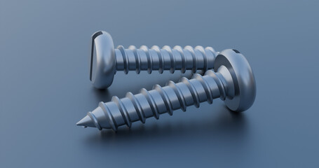 Close up of Slotted Rounded Head Screws for Sheet Metal