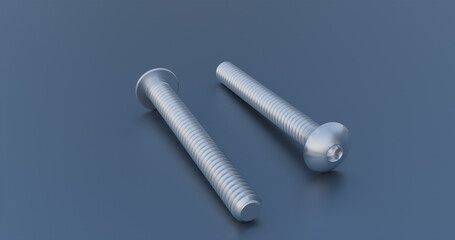 Button Head Hex Drive Screws close up; fastener and joining hardware