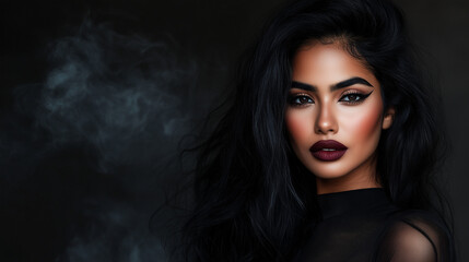 Fototapeta premium A Beautiful Woman with Smoke Coming Out of Her Mouth