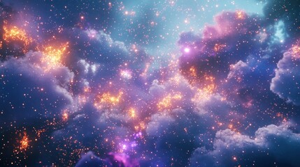 Naklejka premium Celestial Nebula: A Cosmic Tapestry of Stars and Stardust