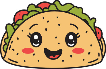 A vibrant and animated taco character 