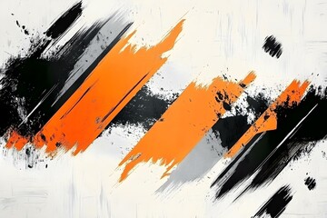 Dynamic Contrast: Abstract Art with Orange, Black, and Gray Brushstrokes