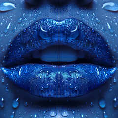Brightly colored lips with rainbow paint splashes, creating a bold and artistic visual effect