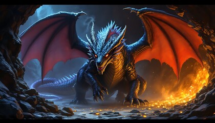 Fierce Dragon Fantasy Art Digital Painting