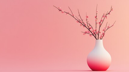 Chinese New Year, cherry blossoms blooming with copy space, symbolizing a bloom of romantic luck: embracing beautiful love.