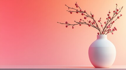 Chinese New Year, cherry blossoms blooming with copy space, symbolizing a bloom of romantic luck: embracing beautiful love.