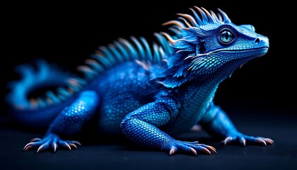 Fototapeta premium Stunning Blue Dragon Lizard Fantasy Art Print