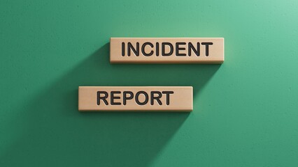 Incident Report symbol. Concept word Incident Report on wooden blocks.Business and Incident Report concept. Copy space.3D rendering on green background.