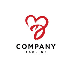 Letter D Red Love Logo Icon Vector