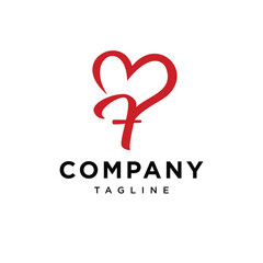 Letter F Red Love Logo Icon Vector