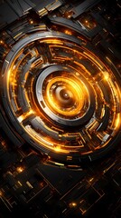Obraz premium Digital technology cyberpunk liquid metal spiral poster background