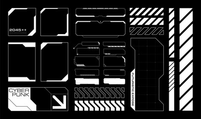 Futuristic Hud Element Vector Illustration. Set cyberpunk tech collection.