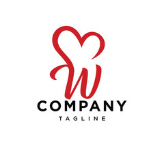 Letter W Red Love Logo Icon Vector