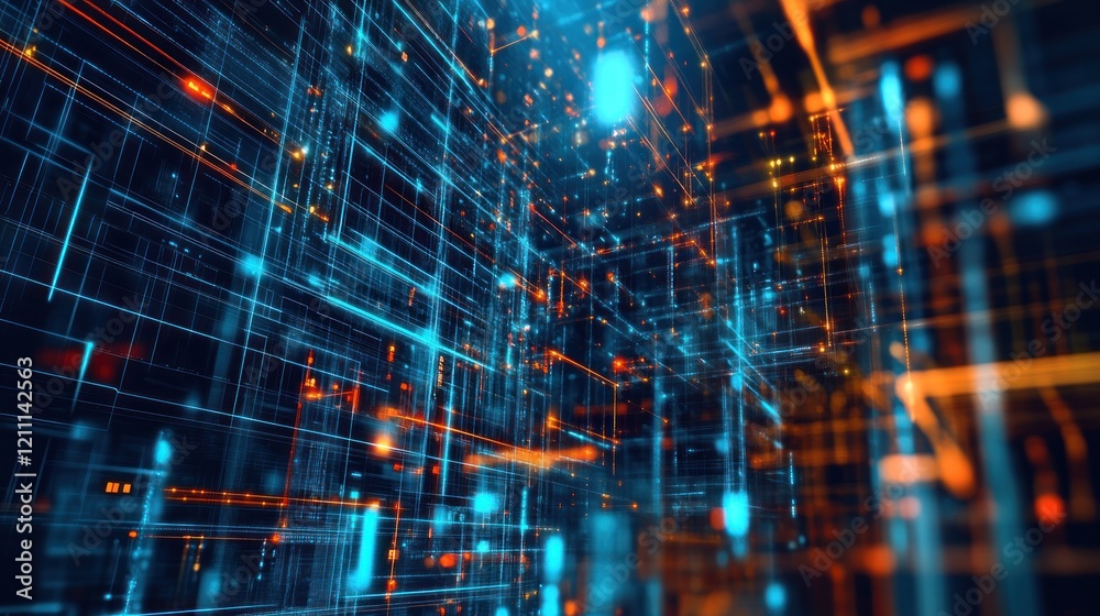 Poster abstract digital network: a visual representation of data flow and connectivity
