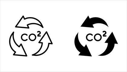co2 reduction icons set. Reduce co2 gas icon set. Carbon reduction sign on white background