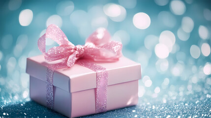 Fototapeta premium Romantic Display of Pink Glitter Gift Box