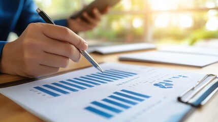 Team Reviewing Quarterly Reports in Open Office Space