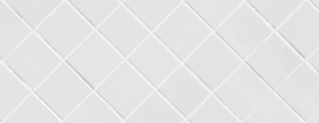White background with a tiled pattern. The background features a white, glossy texture with diamond-shaped tiles. Clean and minimalist. Tile pattern background vector. White background.