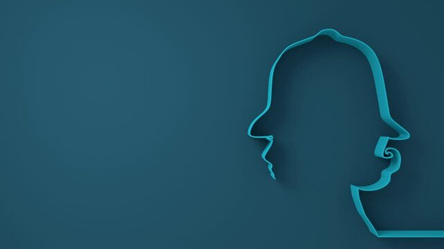 Metropolitan policewoman face side view icon. Elegant silhouettes of a female head. Avatar profile sign. Thin line style