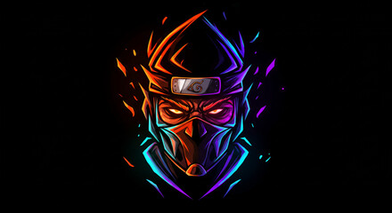 abstract neon mummy with black background