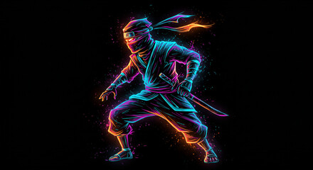 Fototapeta premium abstract neon mummy with black background