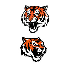 Vector Tiger Head Illustrations in Black and Orange
