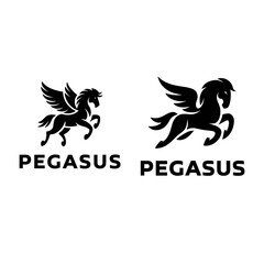 Obraz premium Pegasus Logo Design in Black Silhouette