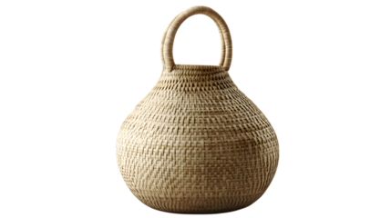 A lightweight storage basket with a woven texture and durable handles, displayed prominently on a transparent background for a clean and functional design 