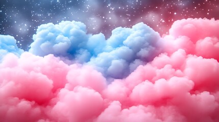 Pink and Blue Cloudscape Under a Starry Night Sky