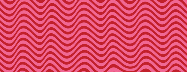 Wavy red and pink background with a retro style. The background features bold red and pink waves creating a vibrant, dynamic texture. Psychedelic pattern background vector. Pink background.